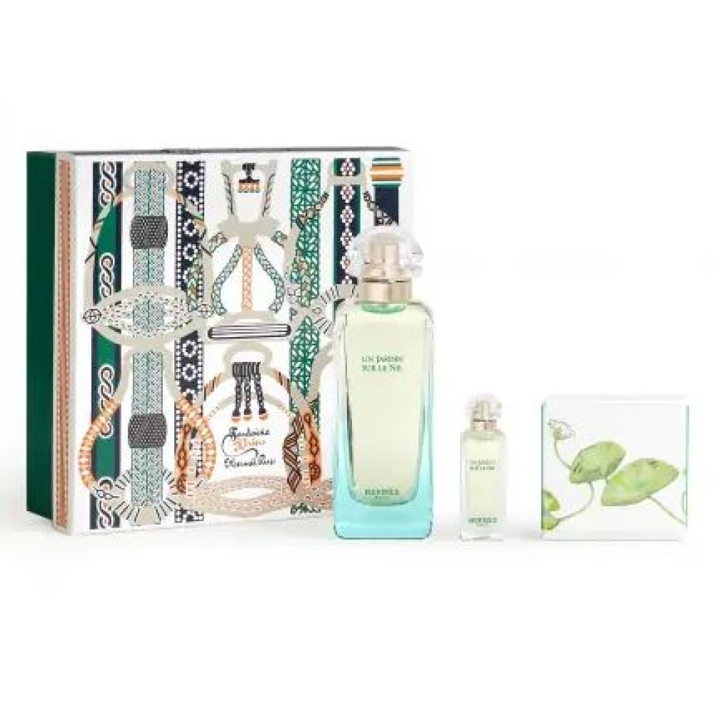 Set Cadou Hermès Un Jardin Sur Le Nil EDT 100 ml + Spray de Călătorie EDT 7,5 ml + Săpun Parfumat 50 g