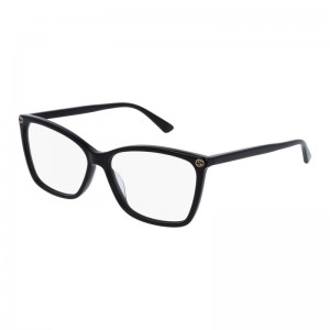 Gucci 0025O-001 56 Optical Frame WOMAN ACETA-BLACK-BLACK-TRANSPARENT