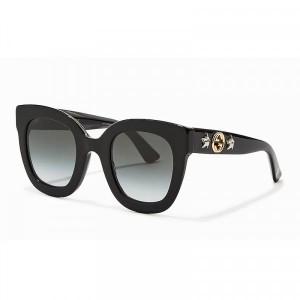 Gucci 0208S-001 49 Sunglass WOMAN ACETATE BLACK-BLACK-GREY