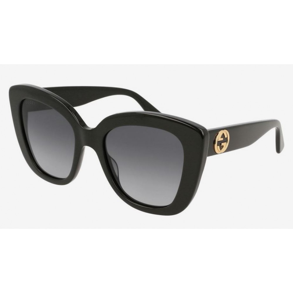 Gucci 0327S-001 52 Sunglass WOMAN ACETATE BLACK-BLACK-GREY