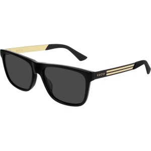 Gucci 0687S-001 57 Sunglass MAN ACETATE BLACK-BLACK-GREY