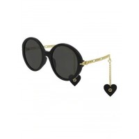 Gucci 0726S-005 56 Sunglass WOMAN ACETATO BLACK-GOLD-GREY