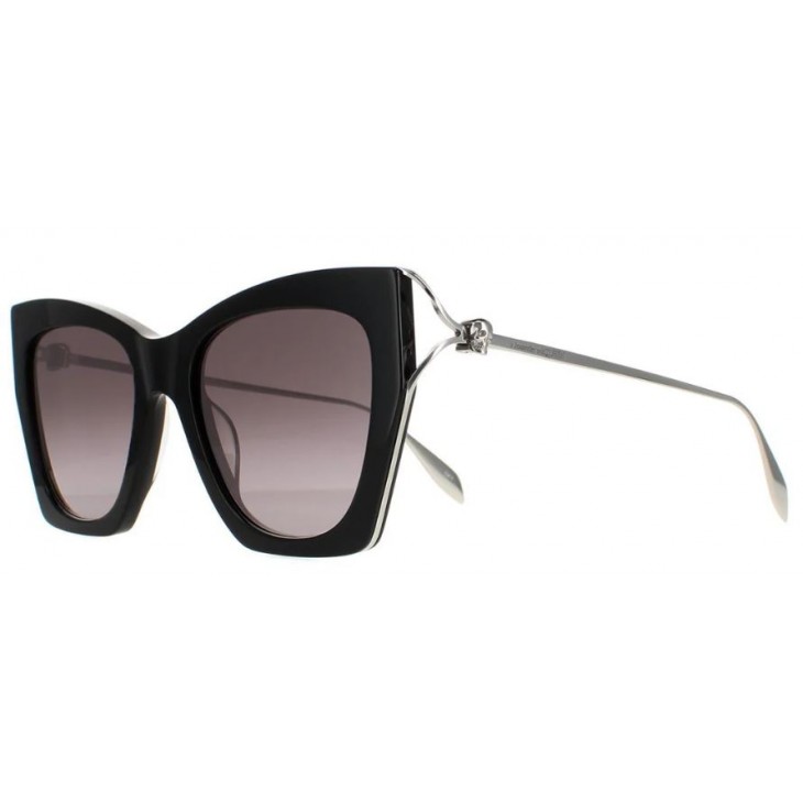 Alexander McQueen 0375S-001 53 Sunglass WOMAN ACETATE BLACK-SILVER-GREY