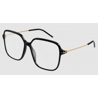 Gucci 1271O-001 56 Optical Frame WOMAN RECYC BLACK-GOLD-TRANSPARENT