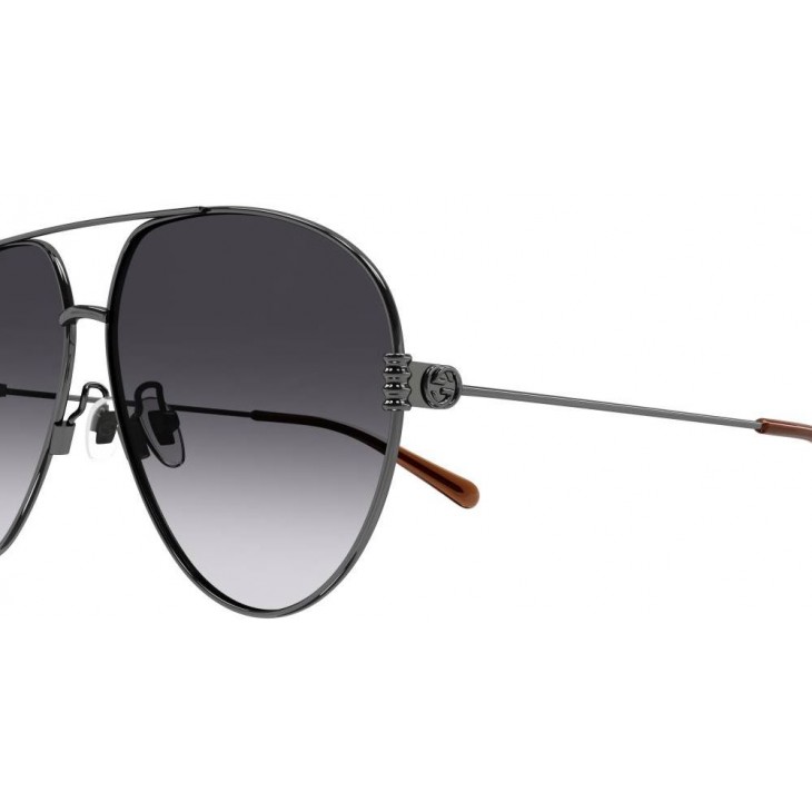 Gucci 1280S-002 62 Sunglass WOMAN METAL RUTHENIUM-RUTHENIUM-GREY