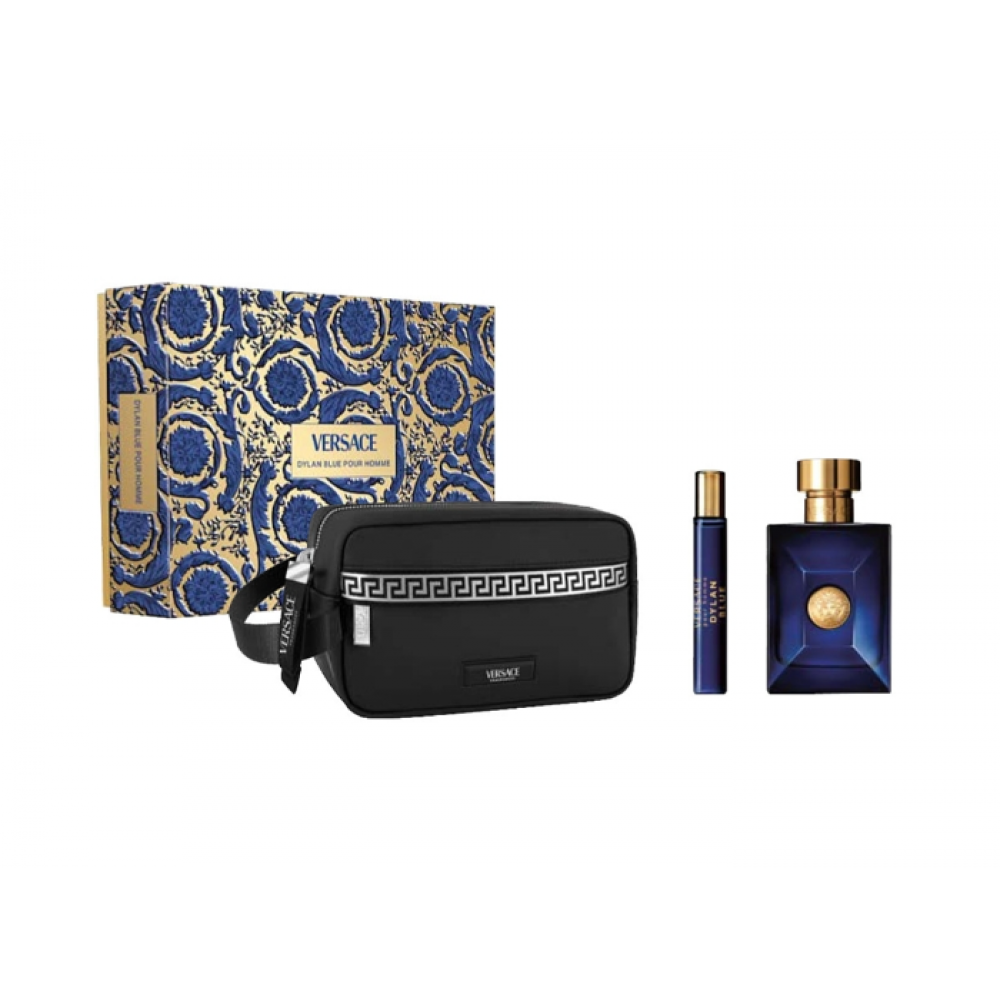 Set Cadou Versace Pour Homme Dylan Blue EDT 100ml + Travel Spray 10ml + Geantă Cosmetică