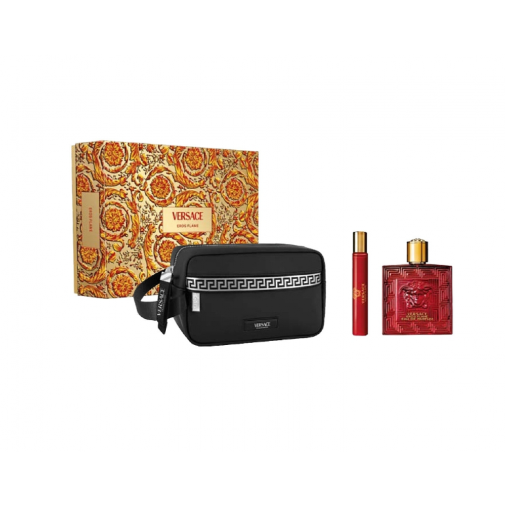 Set Cadou Versace Eros Flame EDP 100ml + Travel Spray 10ml + Geantă Cosmetică