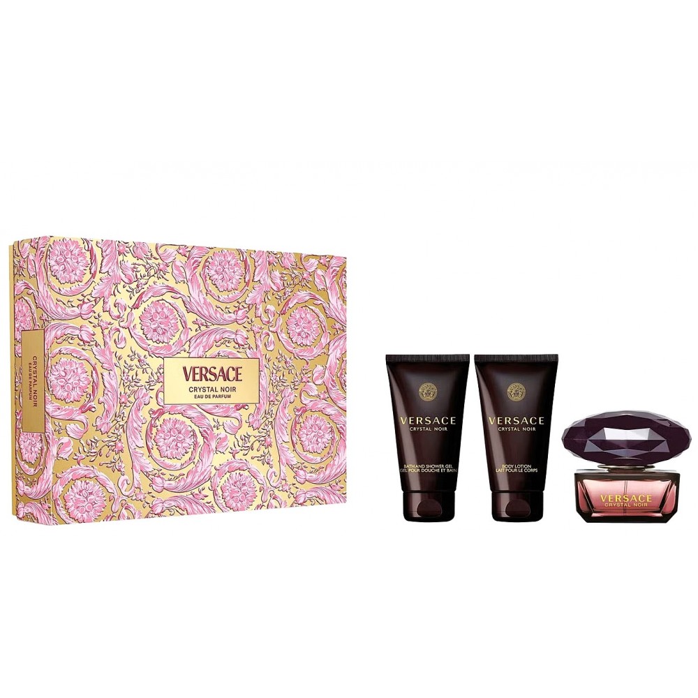 Set Cadou Versace Crystal Noir EDP 90 ml + Gel de duș 100 ml + Loțiune De Corp 100 ml + Geantă Cosmetică