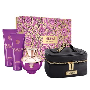 Set Cadou Versace Dylan Purple EDP 100 ml + Loțiune De Corp 100 ml + Gel De Duș 100 ml + Geantă Cosmetică