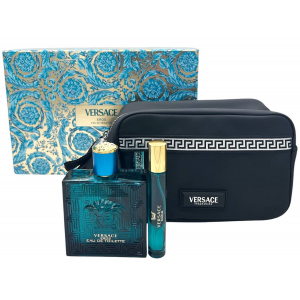  Set Cadou Versace Eros Pour Homme EDT 100ml + Travel Spray 10ml + Geantă Cosmetică