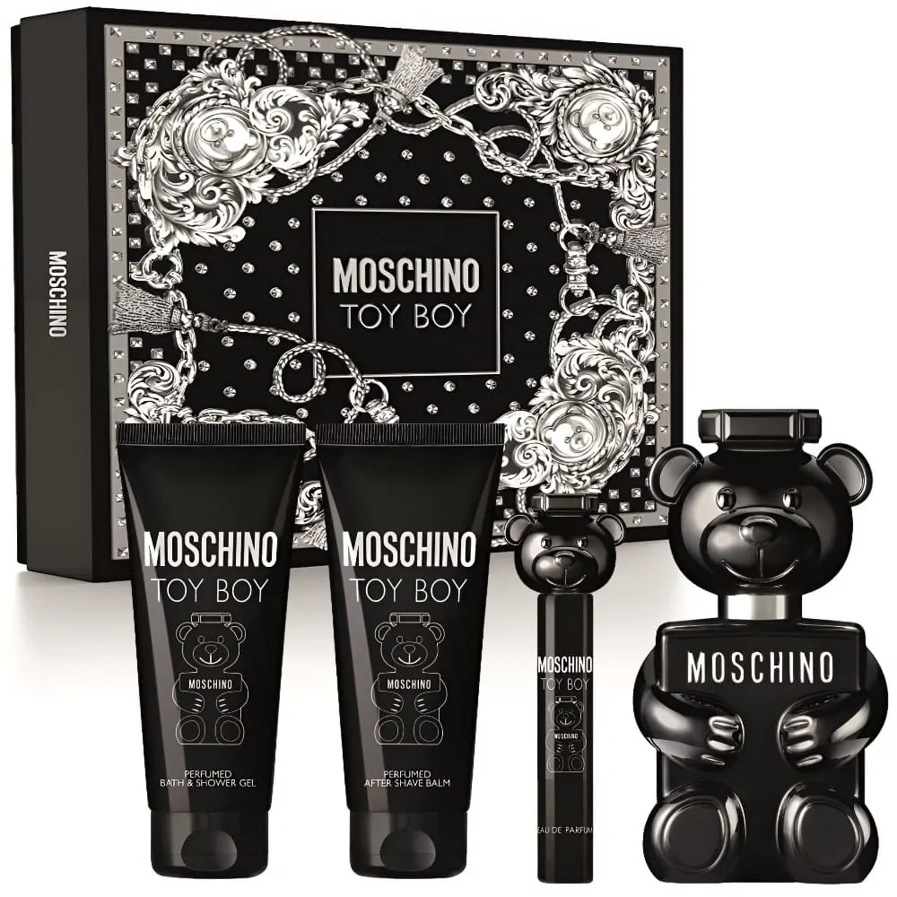 Set Cadou Moschino Toy Boy EDP 100 ml + Spray De Călătorie EDP 10 ml + Balsam După Bărbierit 100 ml + Gel De Duș 100 ml