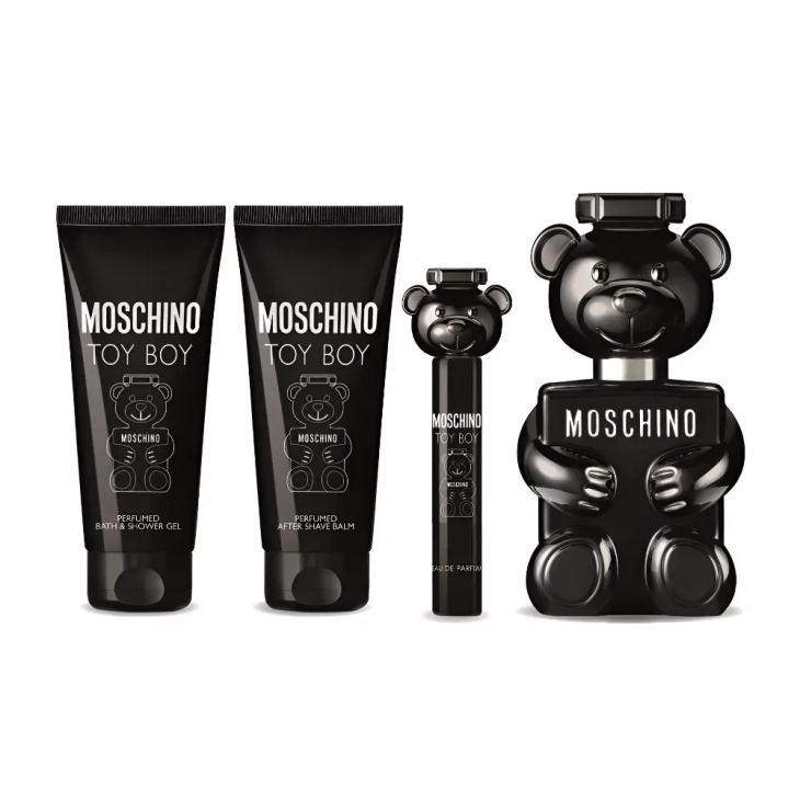 Set Cadou Moschino Toy Boy EDP 100 ml + Spray De Călătorie EDP 10 ml + Balsam După Bărbierit 100 ml + Gel De Duș 100 ml