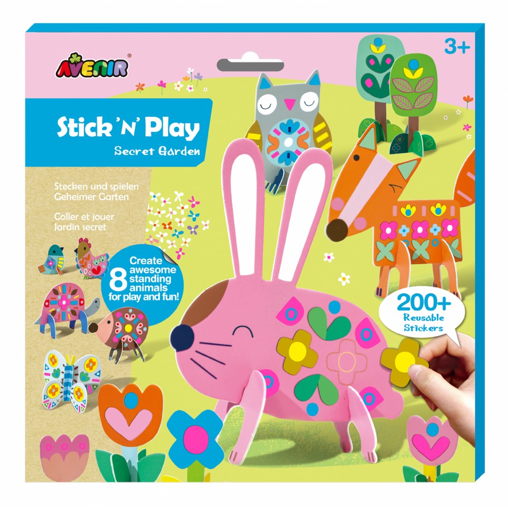 Joc creativ Stick N Play cu scene 3D si stickere repozitionabile - Gradina Secreta