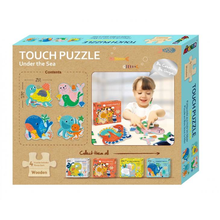 Puzzle tactil din lemn - Subacvatic