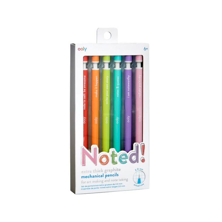 Notat! - Creioane mecanice grafit extra gros - set de 6, cu citate motivationale