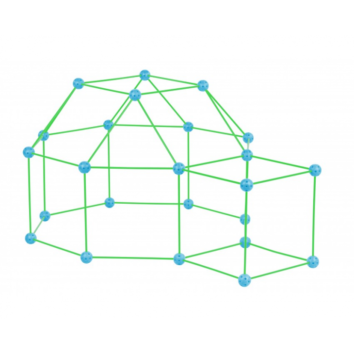 Kit constructie 3D - Cort pentru copii verde albastru, fosforescent in intuneric