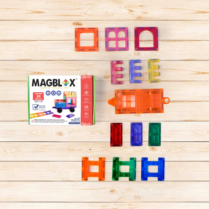 Set magnetic Magblox - 24 piese magnetice accesorii pentru constructie