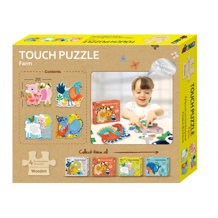 Puzzle tactil din lemn - Ferma