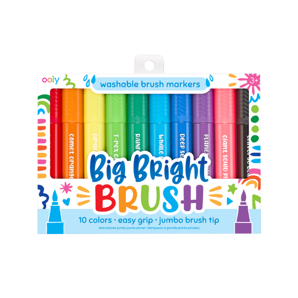 Carioci lavabile cu pensula, Big Bright Brush, set 10 culori