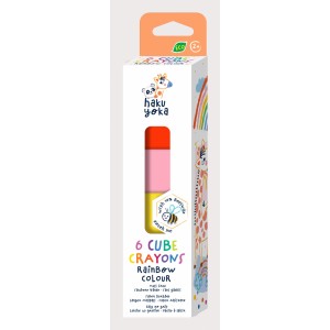 Set de 6 creioane cerate in forma de cub, Haku Yoka - culori curcubeu