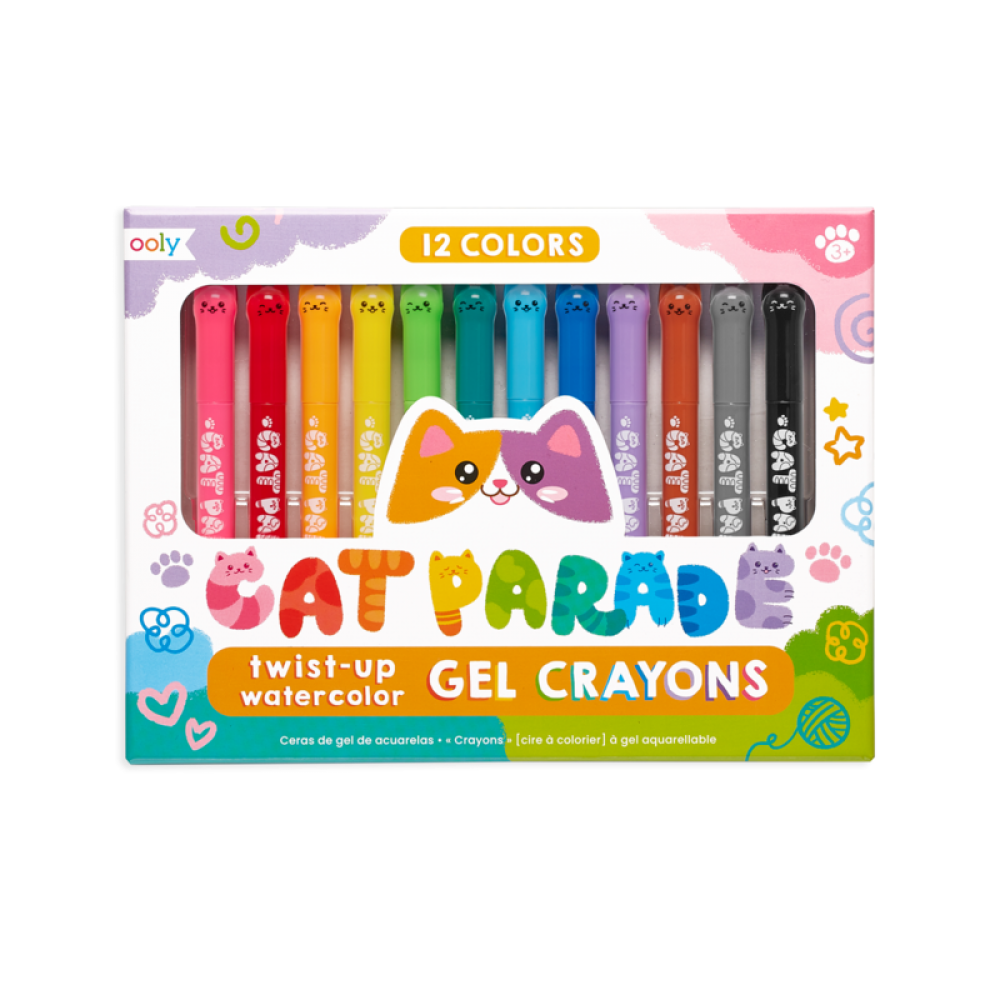 Creioane acuarele cu gel, Cat Parade, set 12 culori