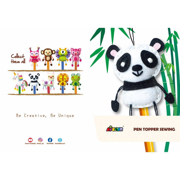 Set de cusut DIY - decoratiune topper pentru creion - Panda