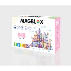 Set magnetic Magblox - 66 piese magnetice de constructie PASTEL transparente