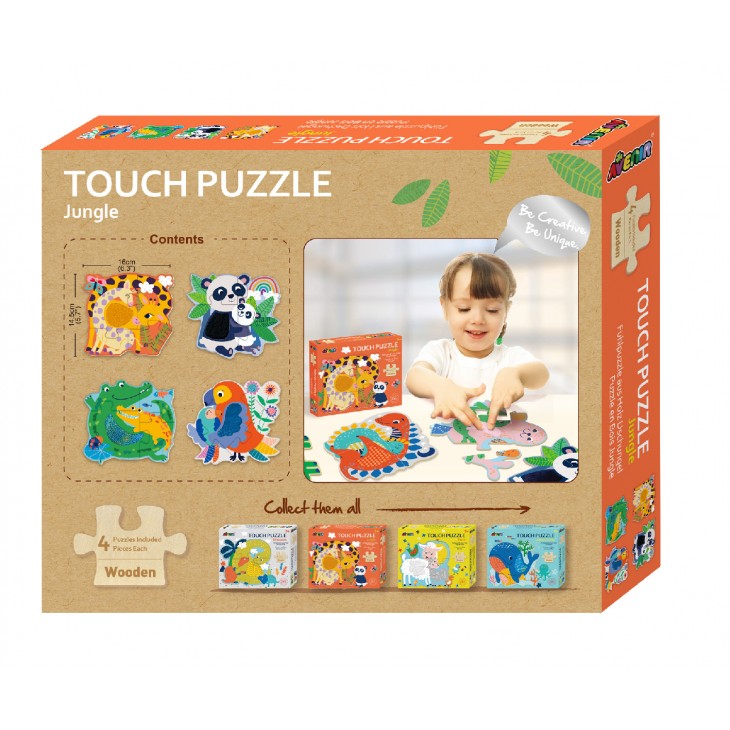 Puzzle tactil din lemn - Jungla