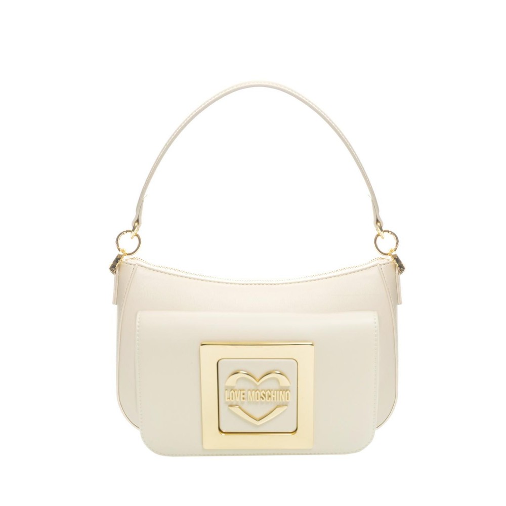 LOVE MOSCHINO BIG LOCK Geanta de umar, cu bareta de umar, Crem