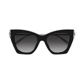 Alexander McQueen AM0375S-001 - Ochelari de soare Femei, Negru/Argintiu/Gri, Butterfly