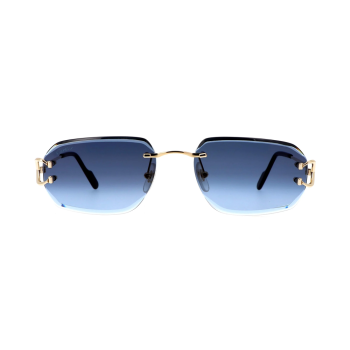 Cartier CT0468S-002 - Ochelari de soare Bărbați, Metal Aurii, Dreptunghiulari, Lentile Albastre