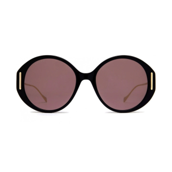 Gucci GG1202S-001 – Ochelari de soare Femei, Negru-Auriu, Rotunzi, 57 mm