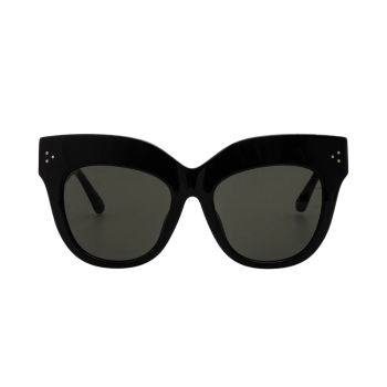 Linda Farrow Dunaway LFLC1049C1SUN - Ochelari de soare Femei, Negru/Auriu, Oversize, Grey