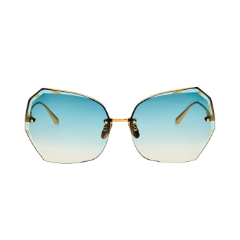 Linda Farrow LILA - Ochelari de soare Unisex, Auriu, Oversized, Rimless